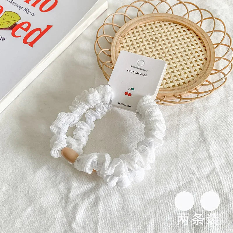 2Pcs Women Elastic Hair Bands Rubber Band Hair Ties for Girls Children Colorful Nylon Scrunchies Headband Kids Hair Accessories