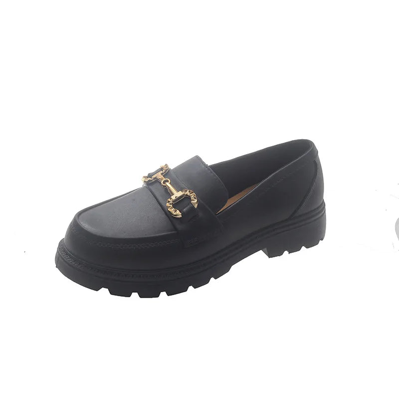Women's Loafers Shoes Autumn Platform Sole British Style Fashionable Outdoor Slip-On Single Shoes Thick Sole Korean Style
