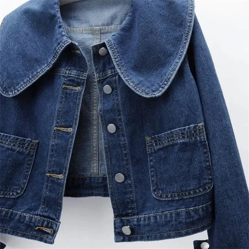 Spring Autumn Women Denim Jacket Long Sleeve Casual Short Denim Coat Famale Jeans Jackets Outerwear Casaco Jaqueta Feminina