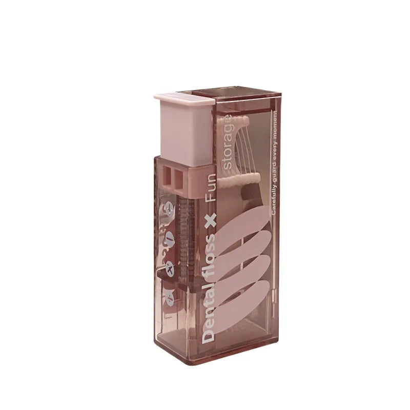 Portable Floss Dispenser Includes 10Pcs Floss Automatic Ejectable Floss Organiser Oral Care Press-on Disposable Flossing Sticks