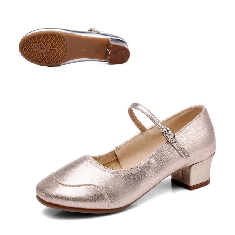 Dance Shoes for Woman Girls Ladies Latin Ballroom Modern Salsa Practise Dancing Shoes Closed Toe Square Dance Soft Rubber Sole