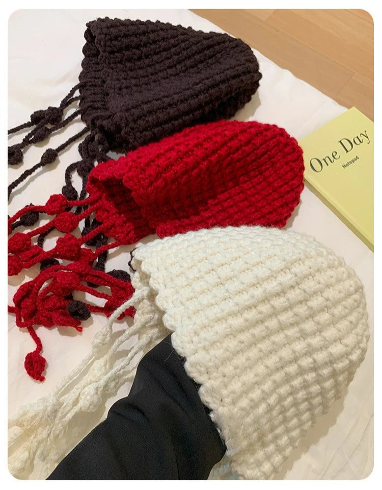 Winter Fashion Handwoven Tassel Hat Ladies Fashion All Kinds of Warm Bag Head Hat