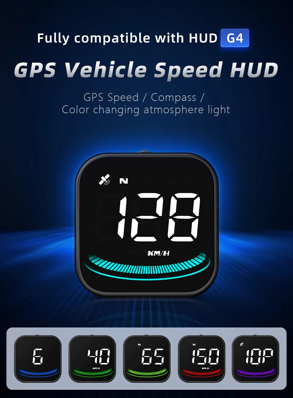 AD G4 GPS Smart Gauge Head Up Display LED Auto Speedometer With Alarm Reminder KMH MPH Compass  Car Accessories for All Car