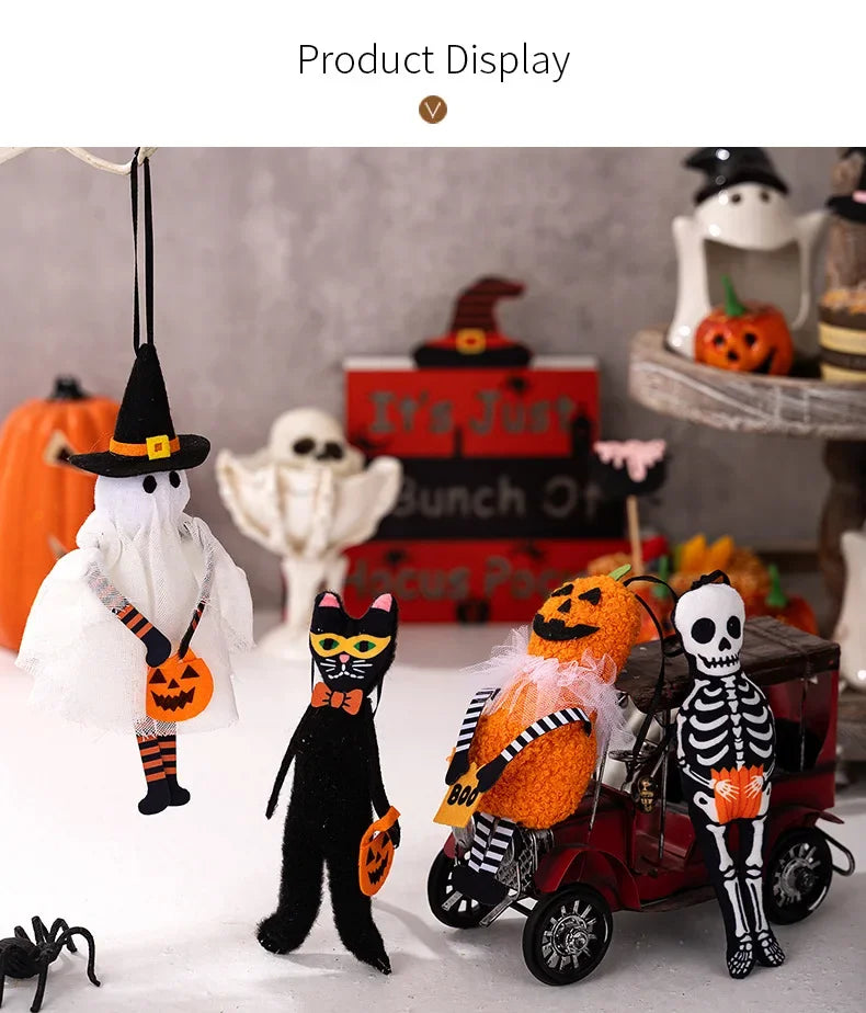 Halloween Hanging Pendant Decor Pumpkin Black Cat Ghost Skull Ornament for Party Day of the Dead Halloween Decoration for Home