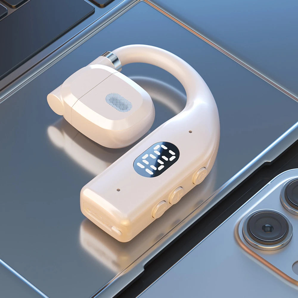 LED Single Earphones Long Standby Business Headphones Waterproof Mono Headset Outdoor Call Bluetooth 5.3 Wireless Earbuds