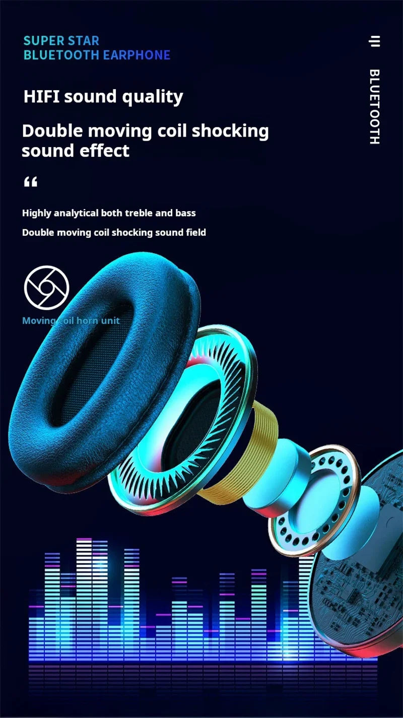 Headsets Gamer Headphones Blutooth Surround Sound Stereo Wireless Earphone USB With MicroPhone Colourful Light PC Laptop Headset