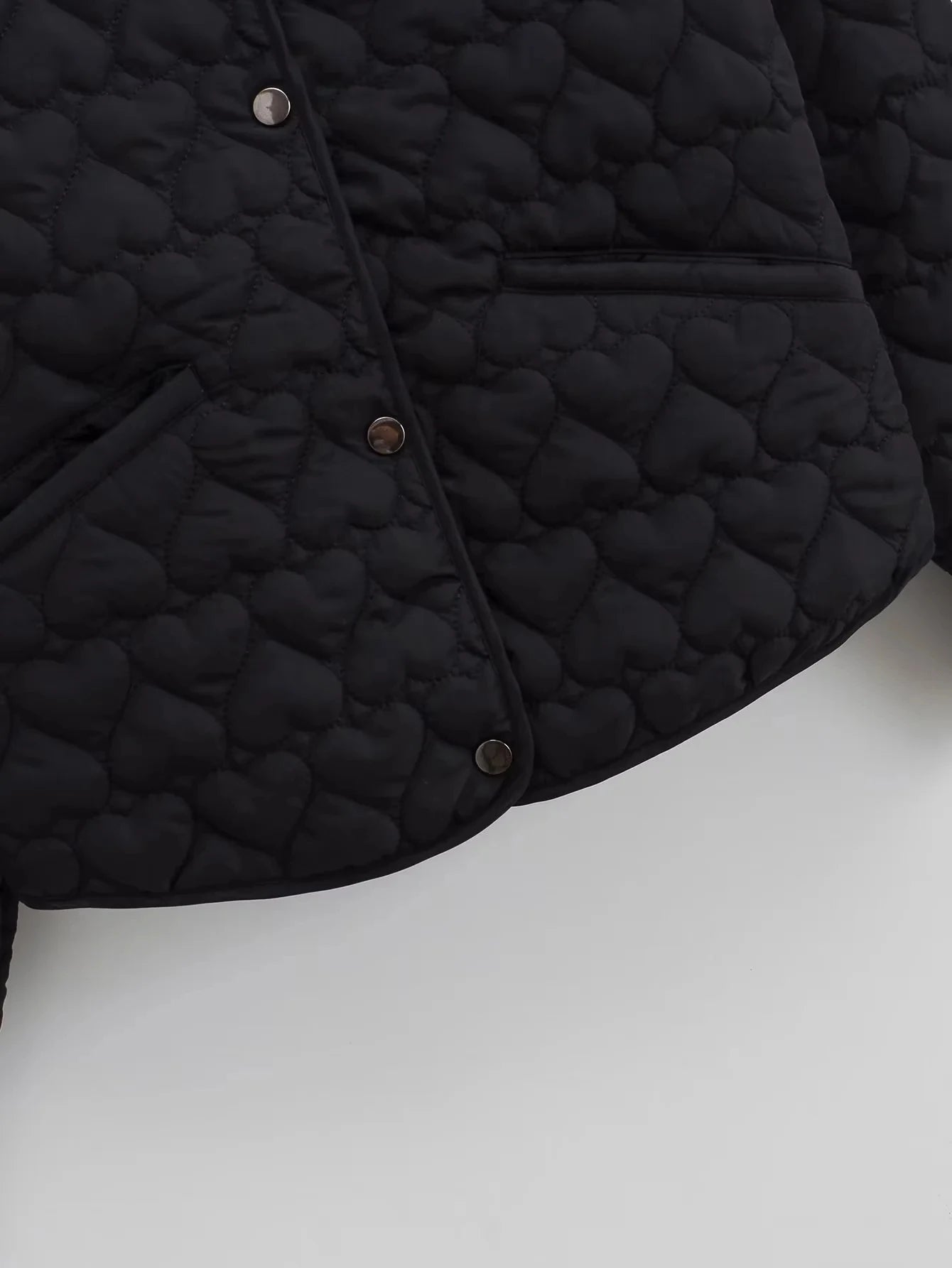 Women Heart Padded Jackets Autumn Winter Long Sleeve Round Neck Coats Solid Color Outerwear Female Warm Parkas Chic Streetwear