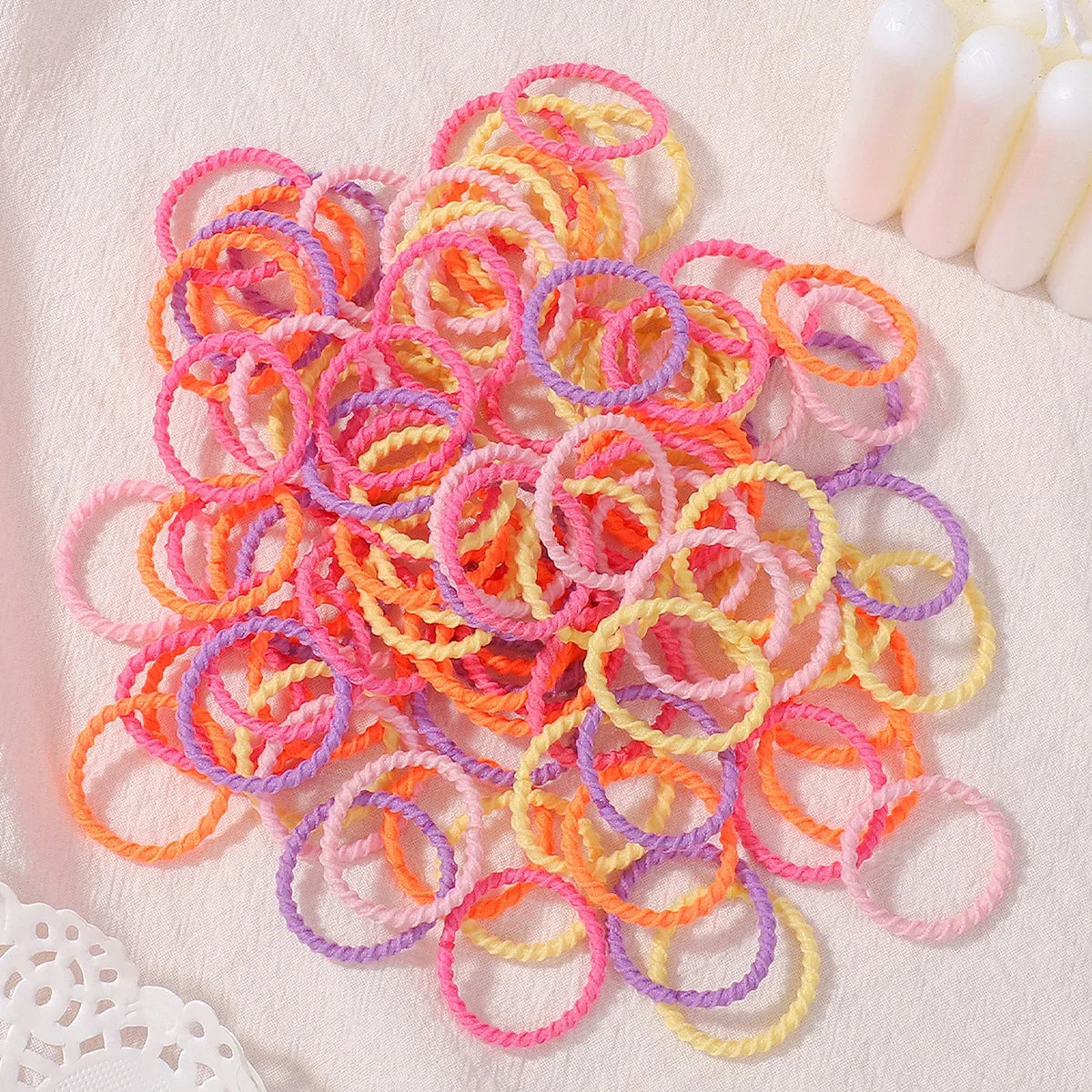 100/200Pcs Girls Colorful Hair Bands Set Nylon Elastic Rubber Band Children Ponytail Holder Scrunchies Kids Hair Accessories