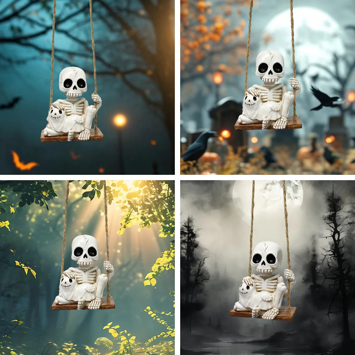 Halloween Decorative Hanging Ghost Skull Skeleton Gauze Haunted Home Party Horror Props Hanger House Yard Party Hanging