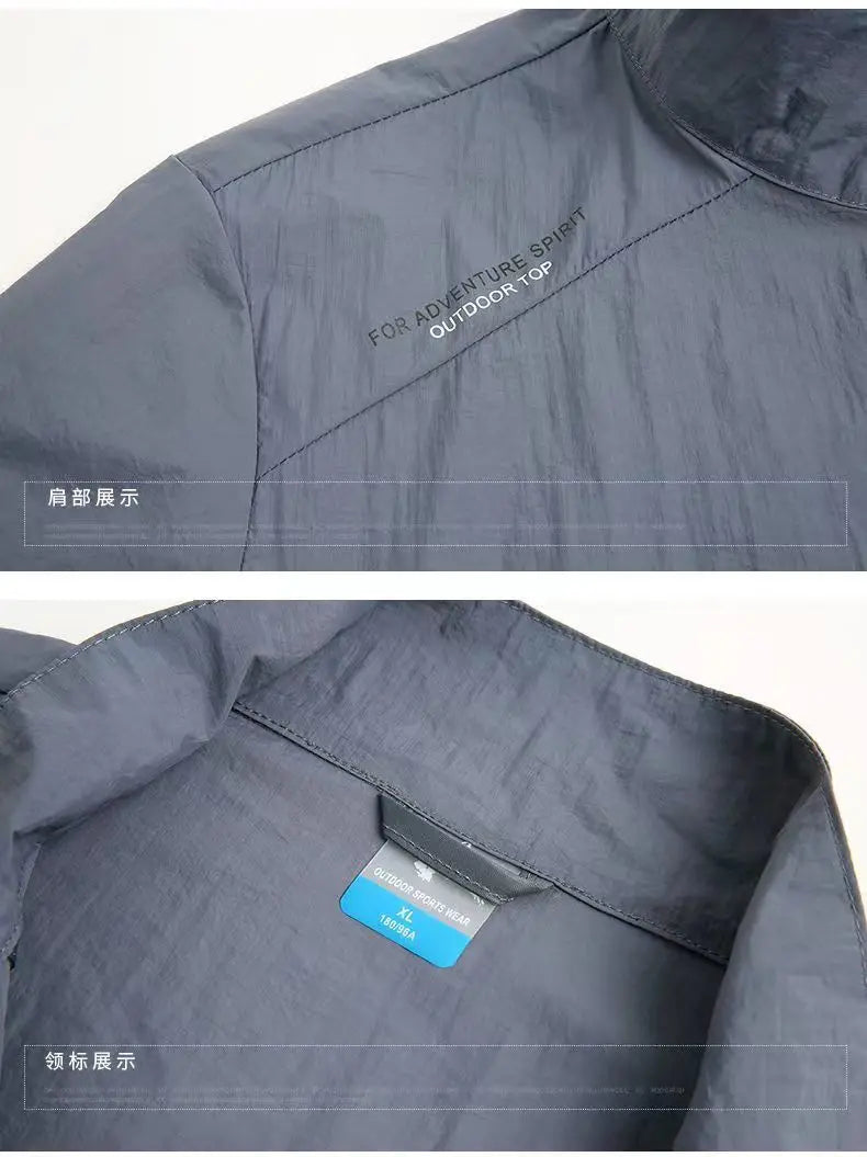 New Fashion Quick Drying Breathable Jacket for Man Loose Casual Stand Collar Coats Pocket Solid Outwears Sports Men's Clothing