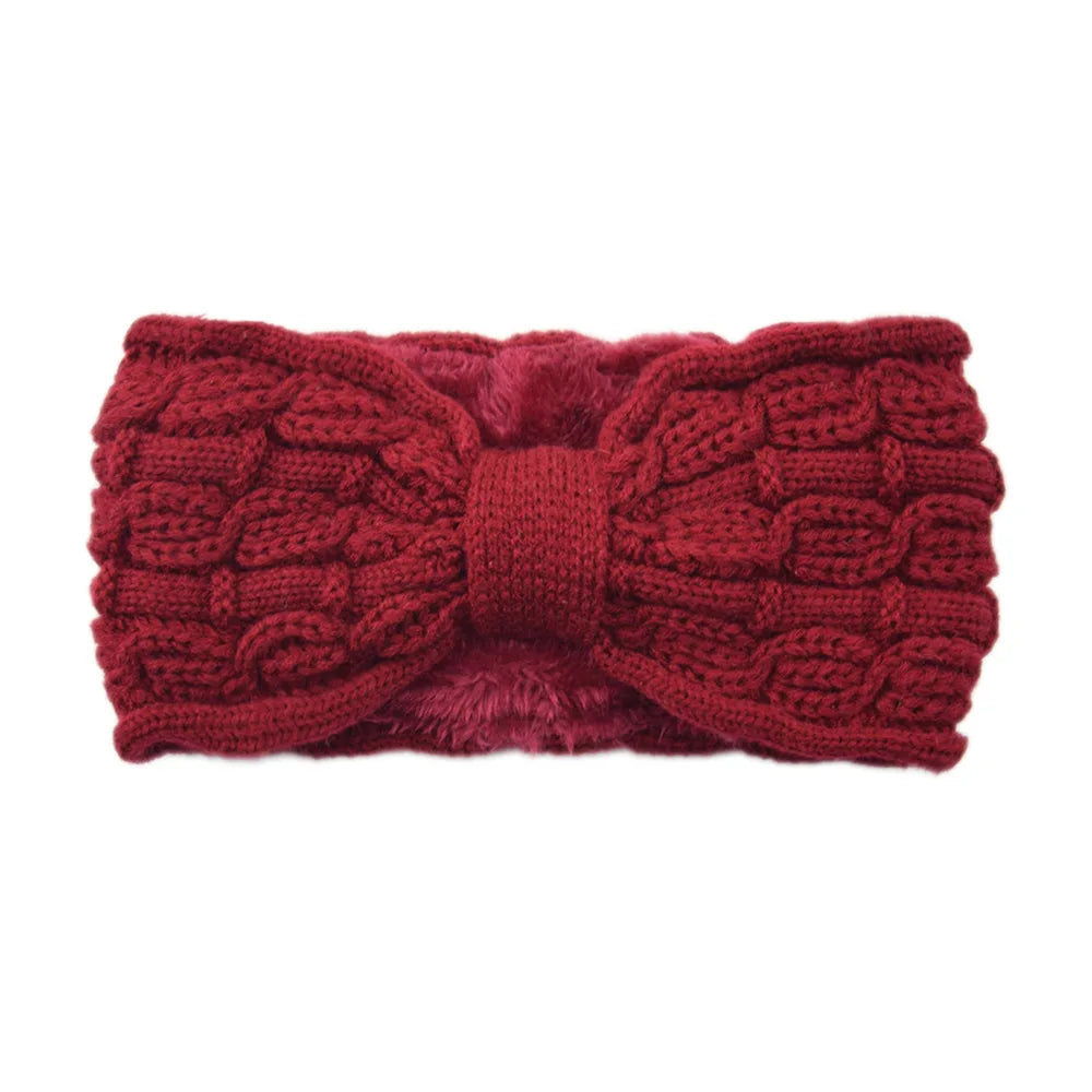 Winter Knitted Headband Crochet Turban Knitted Ear Warmer with Plush Lining Twisted Elastic Turban Head Wraps Hair Accessories