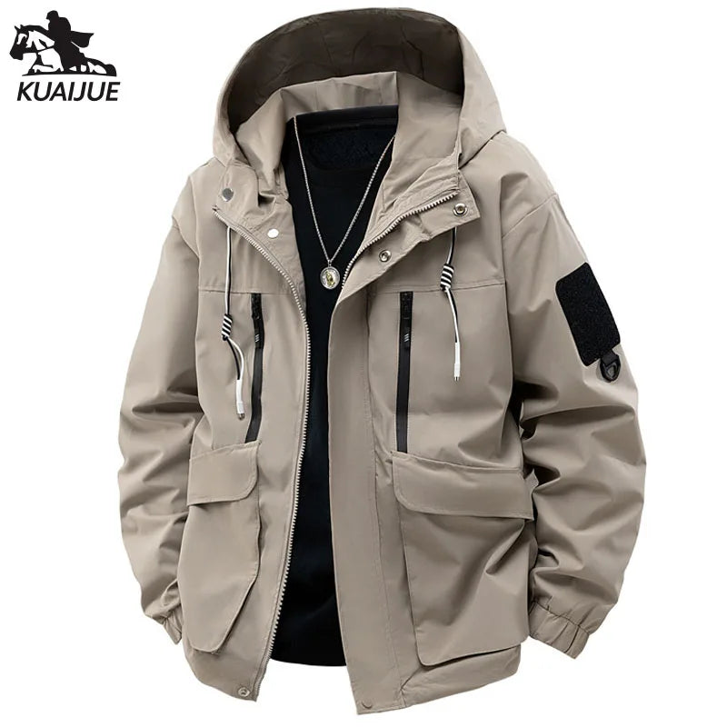 Jacket Mens Spring autumn New men jacket printing hooded Jackets casual coat Men's business coats Size M-4XL 5XL Hat detachable