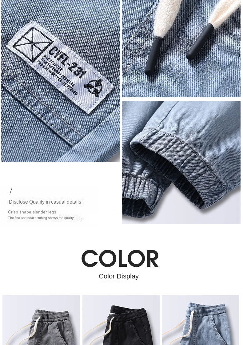 Men's Jeans Korean Fashion Loose Spring Autumn 2022 New Style Tied Leg Track Men's Casual Workwear Harem Streetwear Pants Men