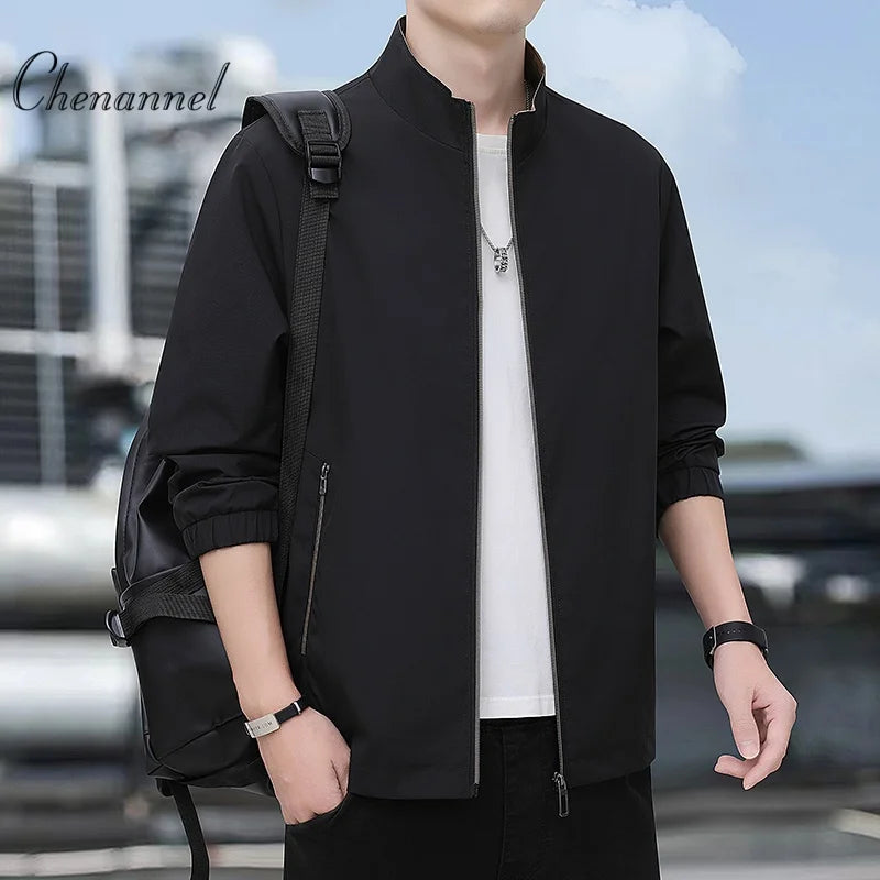 Jacket casual youth jacket stand up collar versatile men's windbreaker  high end men's top for spring and autumn