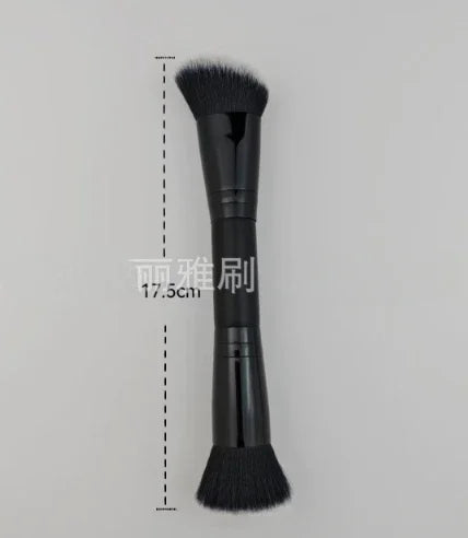Double Head Makeup Brushes 2 In 1 Flat/Angled Foundation Concealer Contour Brush for Blending Loose Powder Liquid Cream