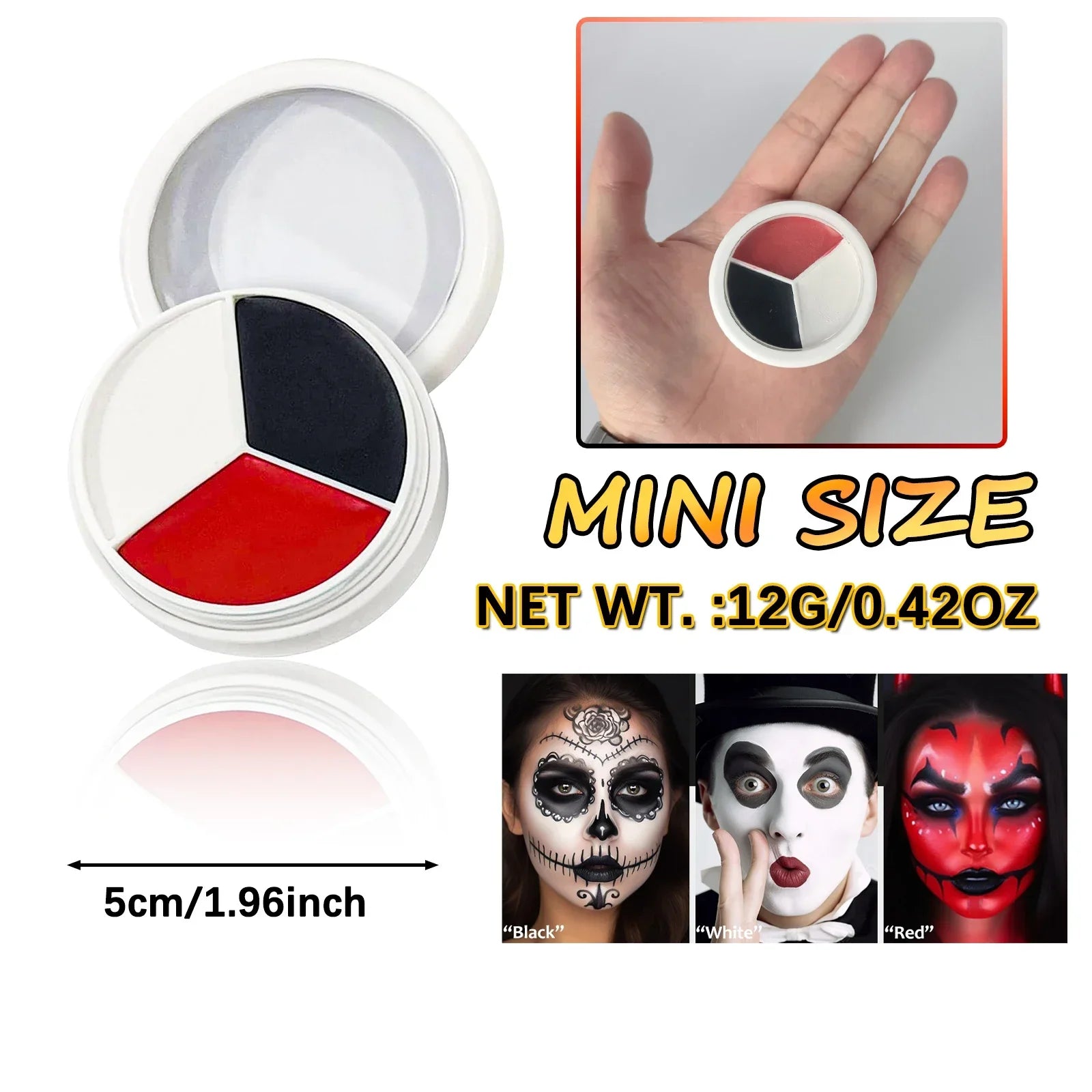 Halloween Makeup Palette Face Body Paint Makeup Wheel White Black Red Waterproof Zombie Skeleton Cosplay Makeup Face Painting