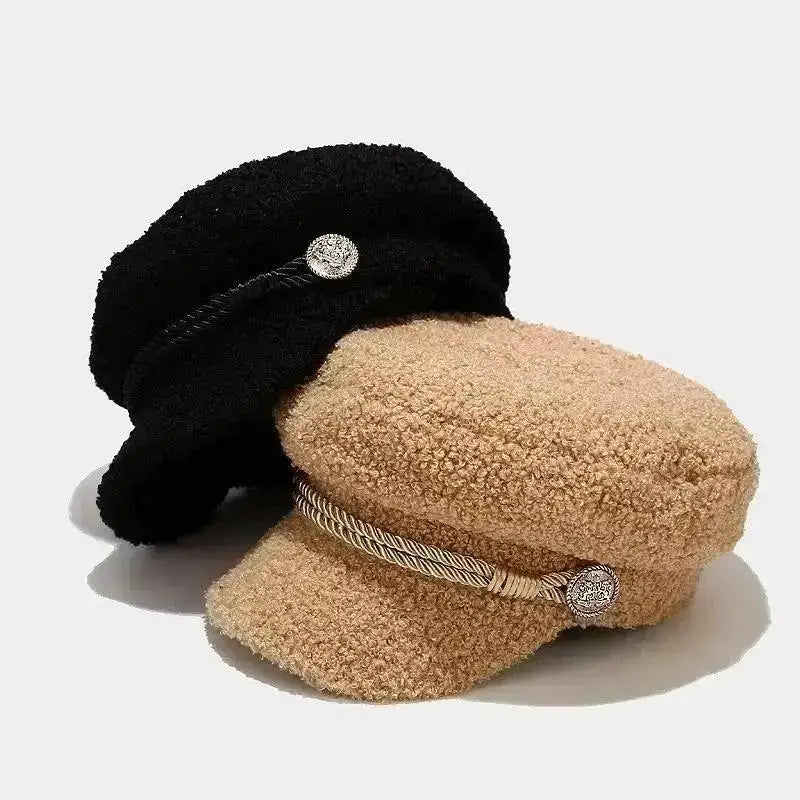 Autumn And Winter Women Warm Flat Top Hat Fashion Accessories For Women Head Decoration Warms Fashion Accessories