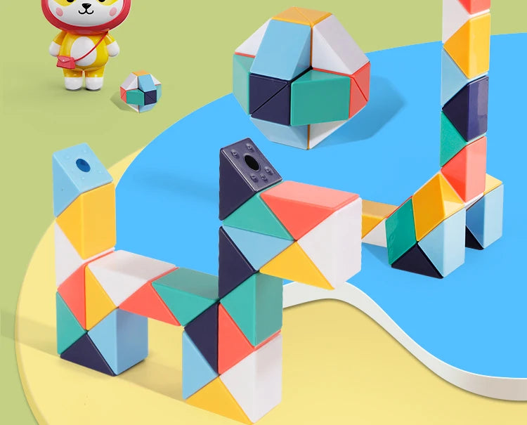 3D Puzzle Fidget Toys Transformable Cube Kid Education Toys Cubo Magico 24-72 Segments Magic Rule Snake Speed Cubes Toys for Kid