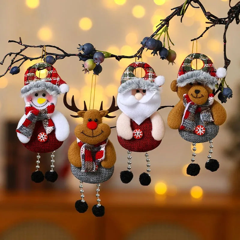 Christmas Hanging Doll Ornaments Cartoon Santa Cluas Snowman Elk Bear Xmas Tree Pendants Noel Natal Merry Christma Decor 2024