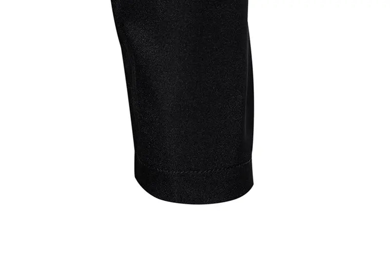 Mens Dress Shirts Vintage Personality Irregular Crop Long Sleeve Business Stand Collar Shirt Men Camisas Streetwear Blusas Tops