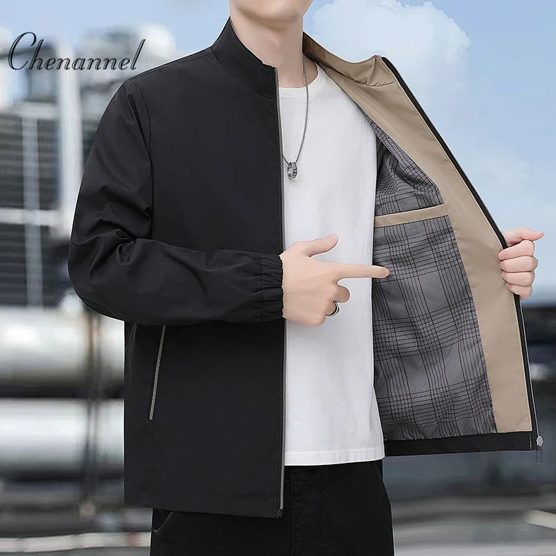 Jacket casual youth jacket stand up collar versatile men's windbreaker  high end men's top for spring and autumn