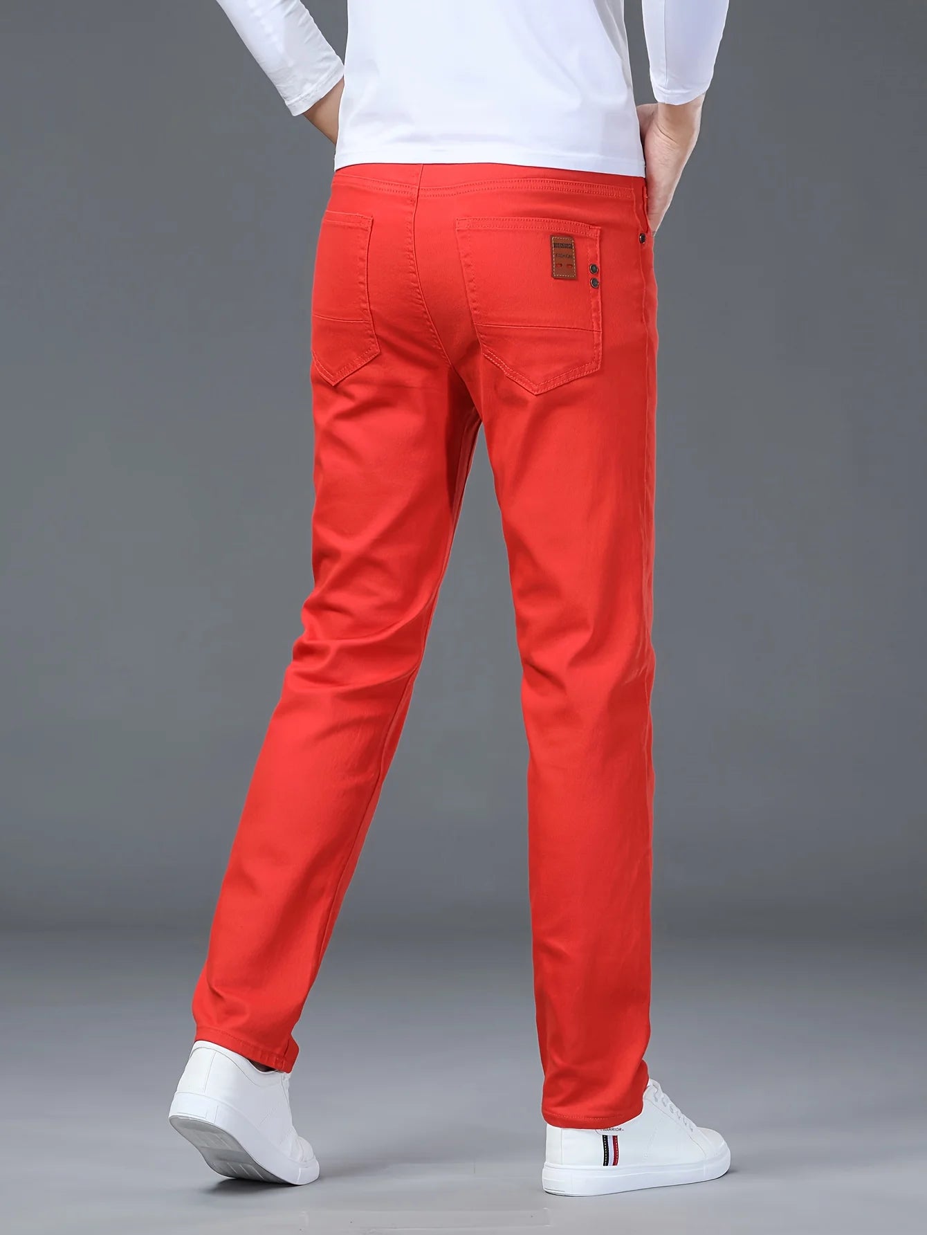 Men's Classic Straight-Leg Jeans – Vibrant Red, Tailored & Comfortable Fit, All-Season Casual or Office Wear