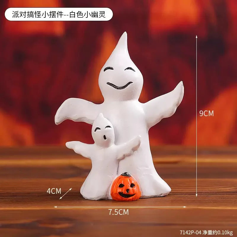 Halloween Party Pumpkin Haunted House Decorations Resin Props Ornaments Desktop Atmosphere Creative Mini Haunted House Ornaments