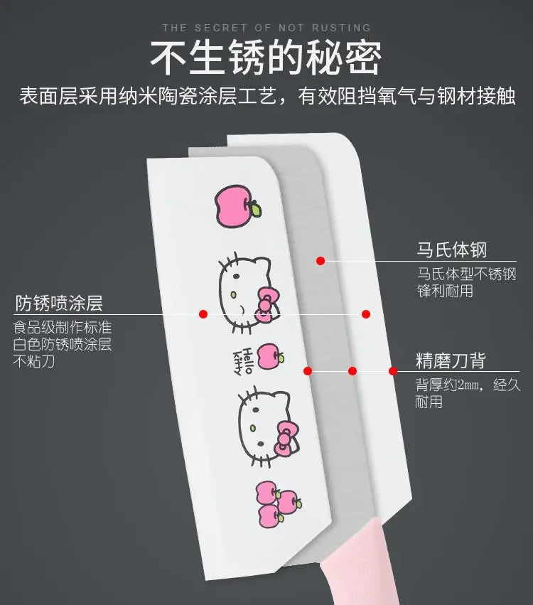 Sanrio  animation peripheral cartoon Kawaii Hello kitty anti-rust kitchen knife cutting board set creative fruit knife wholesale