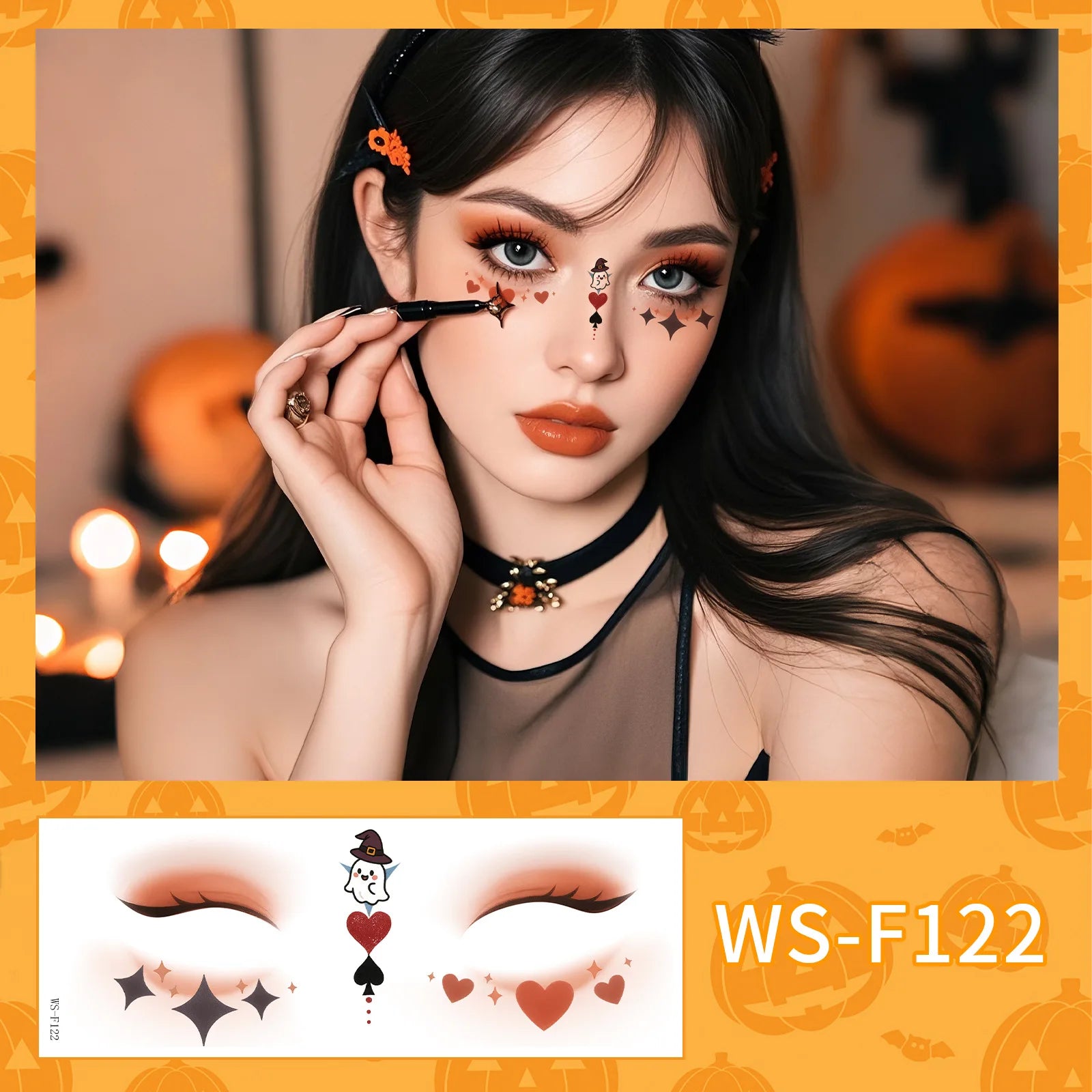 Halloween Makeup Face Stickers Cute Makeup Tattoo Stickers Waterproof and Sweat-Proof Tattoo Stickers
