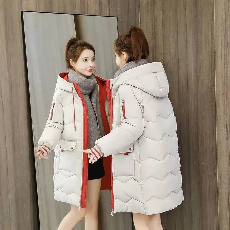 Winter Women Jacket Coats Long Parkas Female Down Cotton Hooded Overcoat Thick Warm Jackets Windproof Casual Student Coat