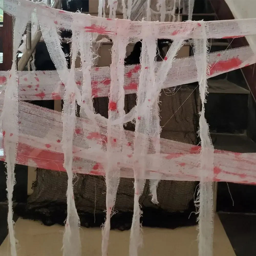 Halloween Cloth Scary Blood Gauze Cloth Drape Doorways Windows Wall Gauze for Halloween Home Party Haunted House Supplies NEW