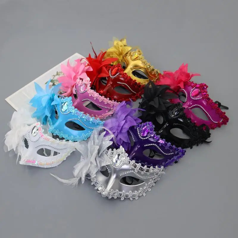 Halloween Princess Half Face Mask Mask Makeup Ball Lily Flower Mask Party Princess Sexy Half Face Mask Stage Performance Mask