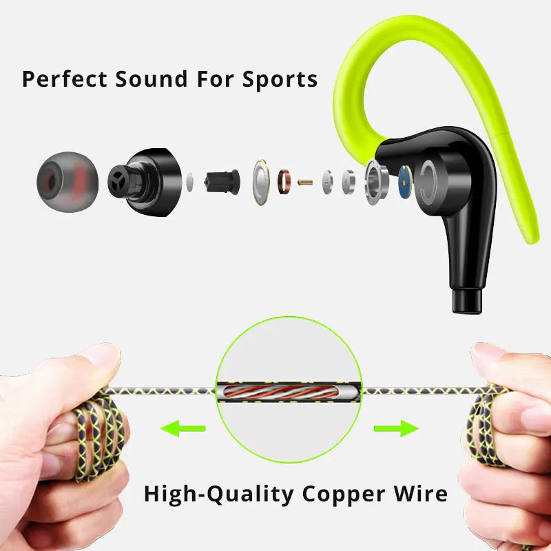3.5mm Ear hanging Sport earphone 1.25m ear hook Wired Headphone For iPhone smartphone In-Ear Waterproof Headsets With Microphone