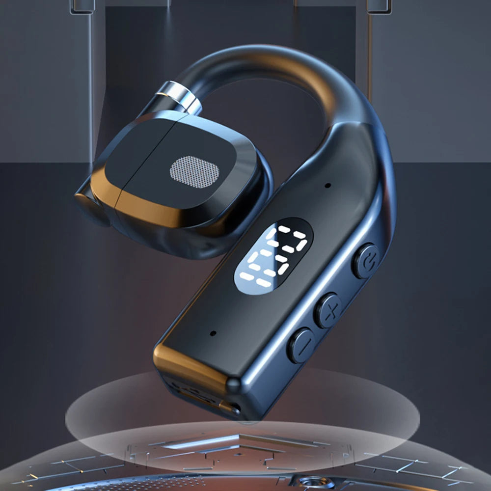 LED Single Earphones Long Standby Business Headphones Waterproof Mono Headset Outdoor Call Bluetooth 5.3 Wireless Earbuds