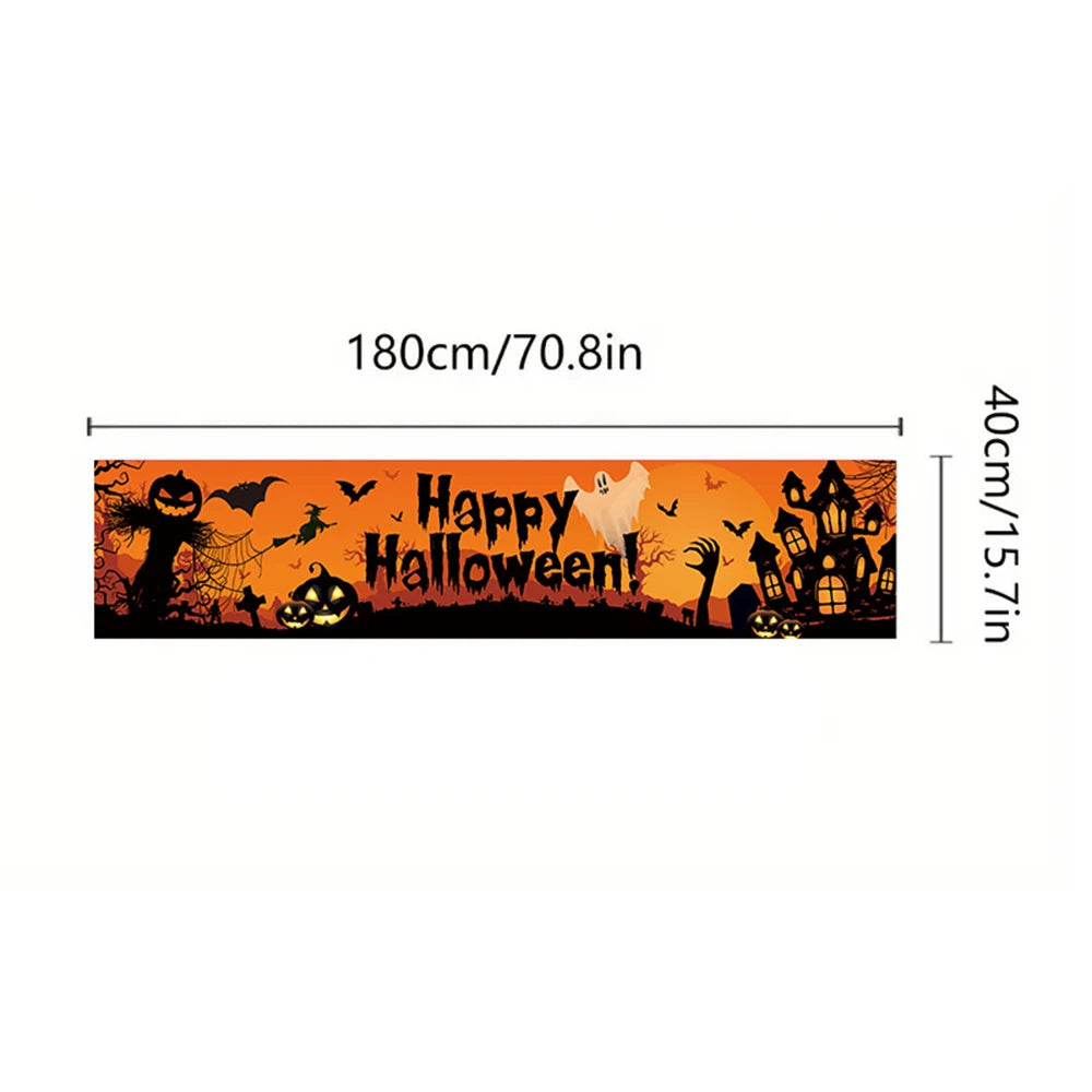 Halloween Theme Party 1.8m Banner Pumpkin Bloodstains Happy Halloween Outdoors Indoor Yard Hanging Decor Supplies  ﻿