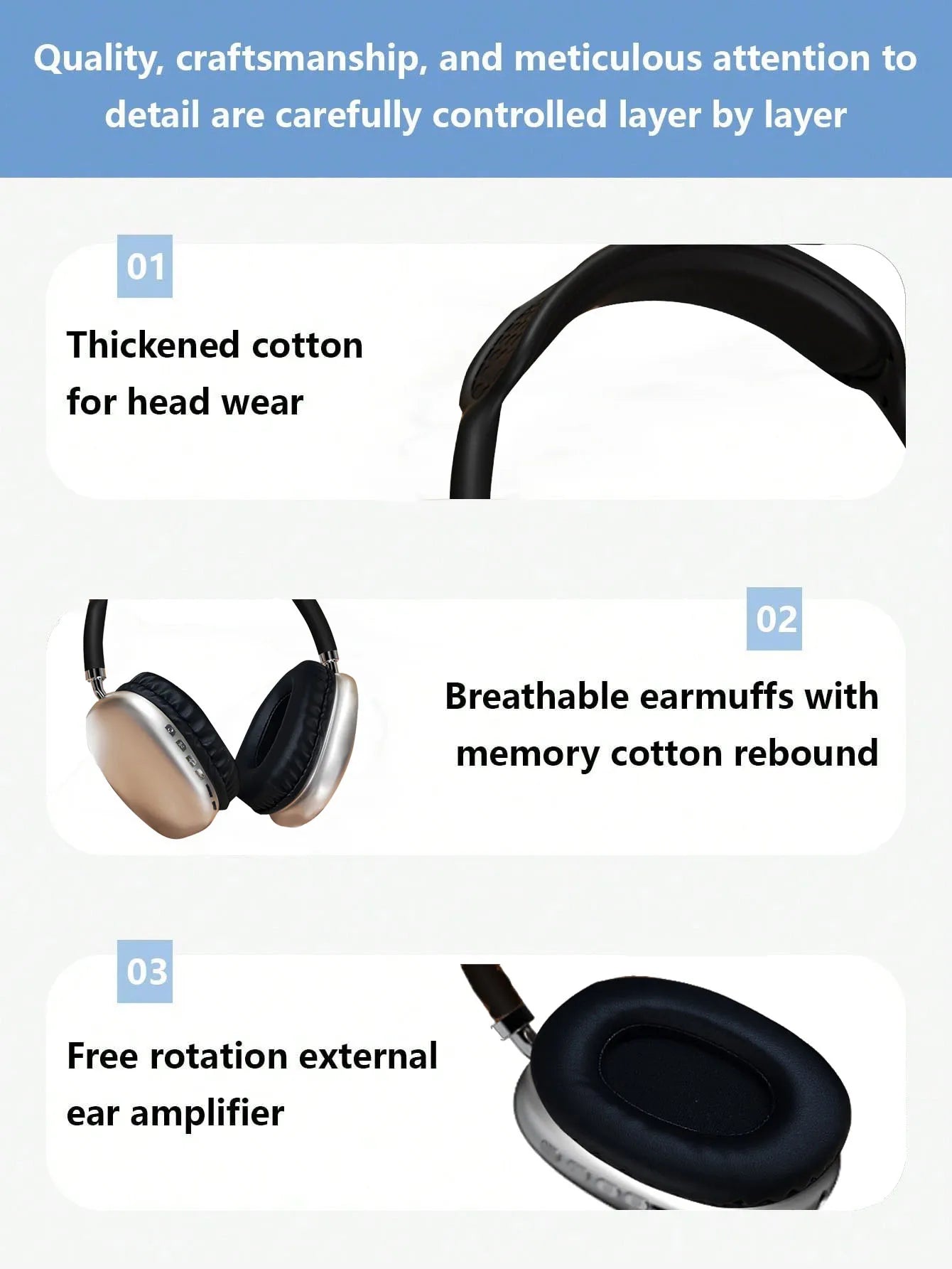 Headset Bluetooth headphones with long battery life, noise reduction and call function.
