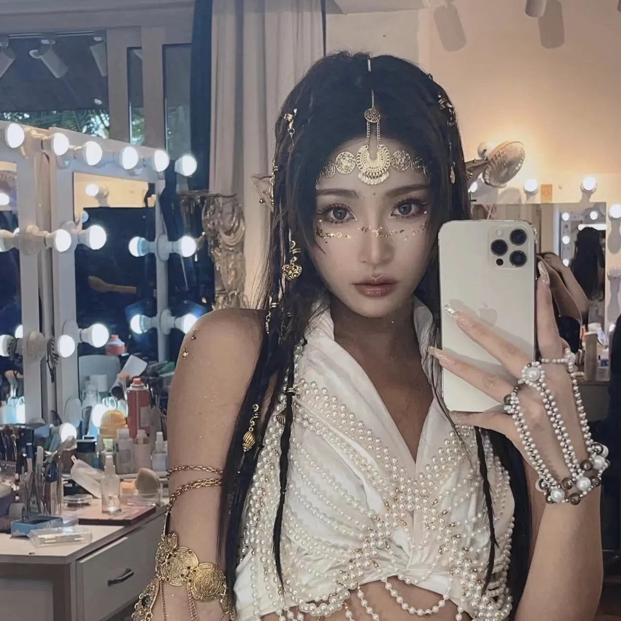 Luxury Jewelry Hair Accessories For Women Waterdrop Flower Tassel Forehead Chain Sexy Red Gemstone Hair Pendant Elegant Hairpin