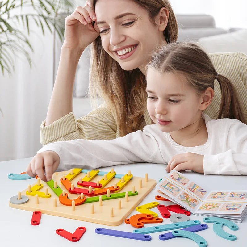 Kid Educational Toys Wooden Peg Puzzle Board for Children Geometric Shape Cognition Brain Games Imagination Development Toys
