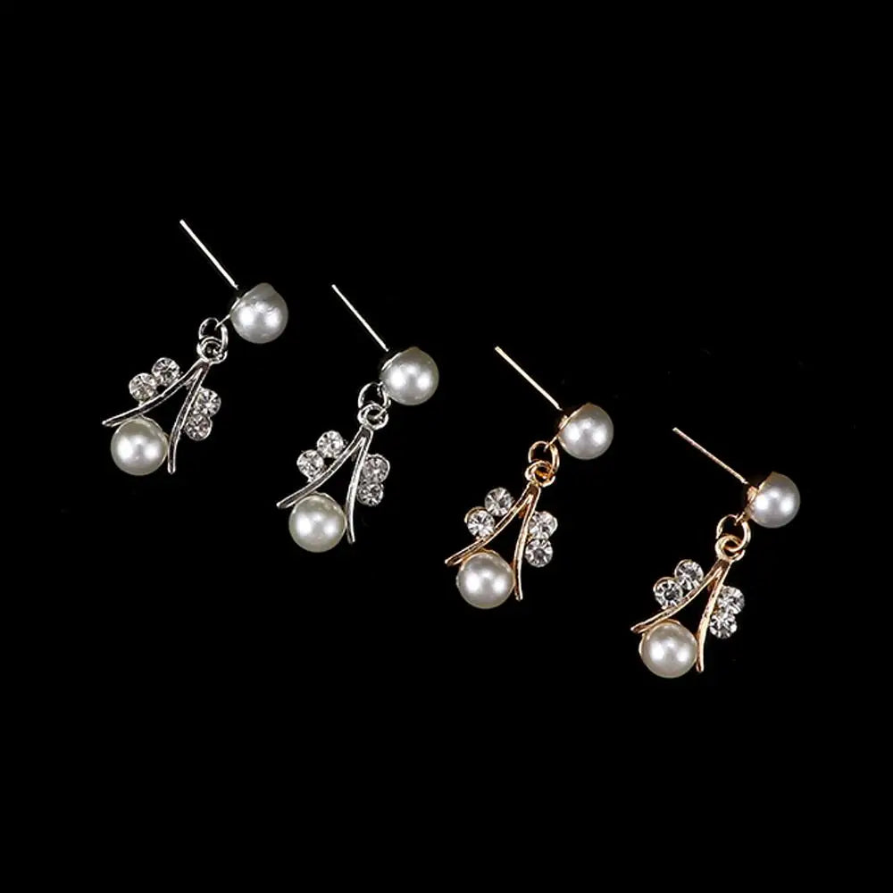 Day Gift Bridal Leaf Clavicle Chain Rhinestone Collar Choker Crystal Necklace Earrings Bracelet Set Wedding Jewelry Pearl