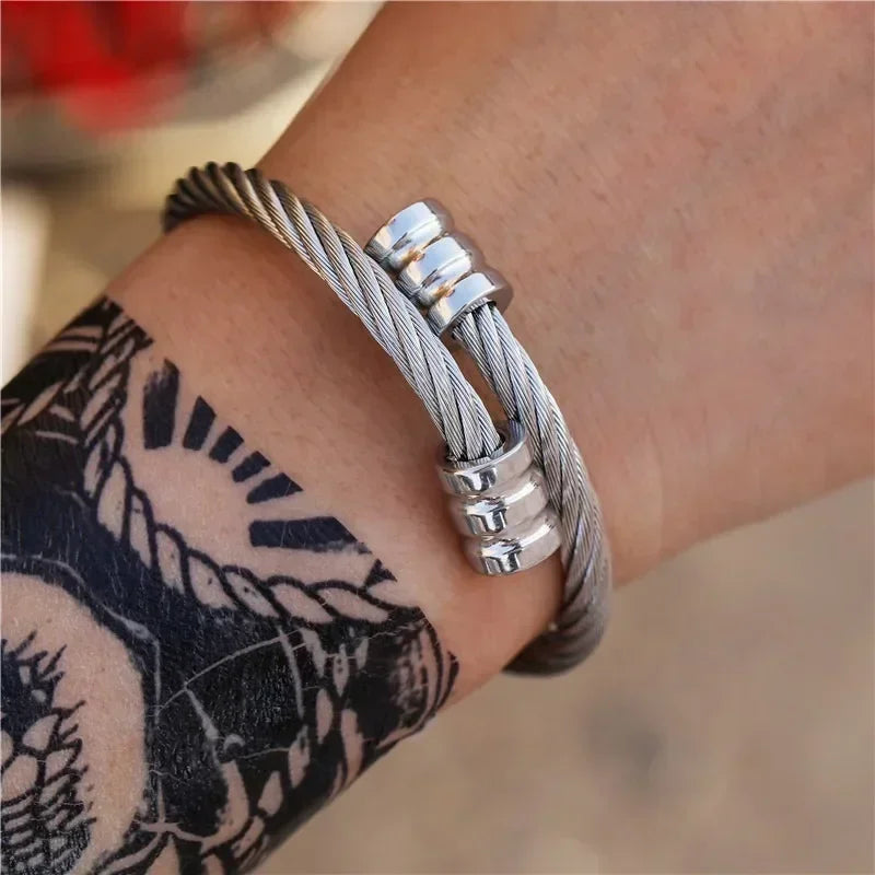 Pulsera Hombre Stainless Steel Chain Men Bracelet Punk Hand Accessories Vintage Wristband Male Jewelry Fashion Bracelet Gifts