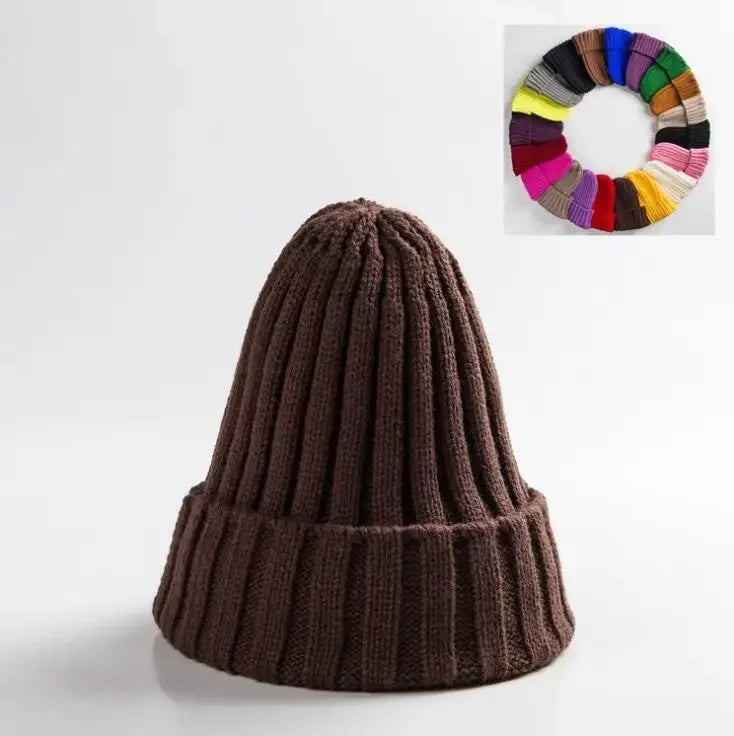 Winter Knitted Hat For Women Acrylic Beanie Unisex Elastic Warm Hip Hop Cap Soft Baggy Bonnet шапка женская Wholesale
