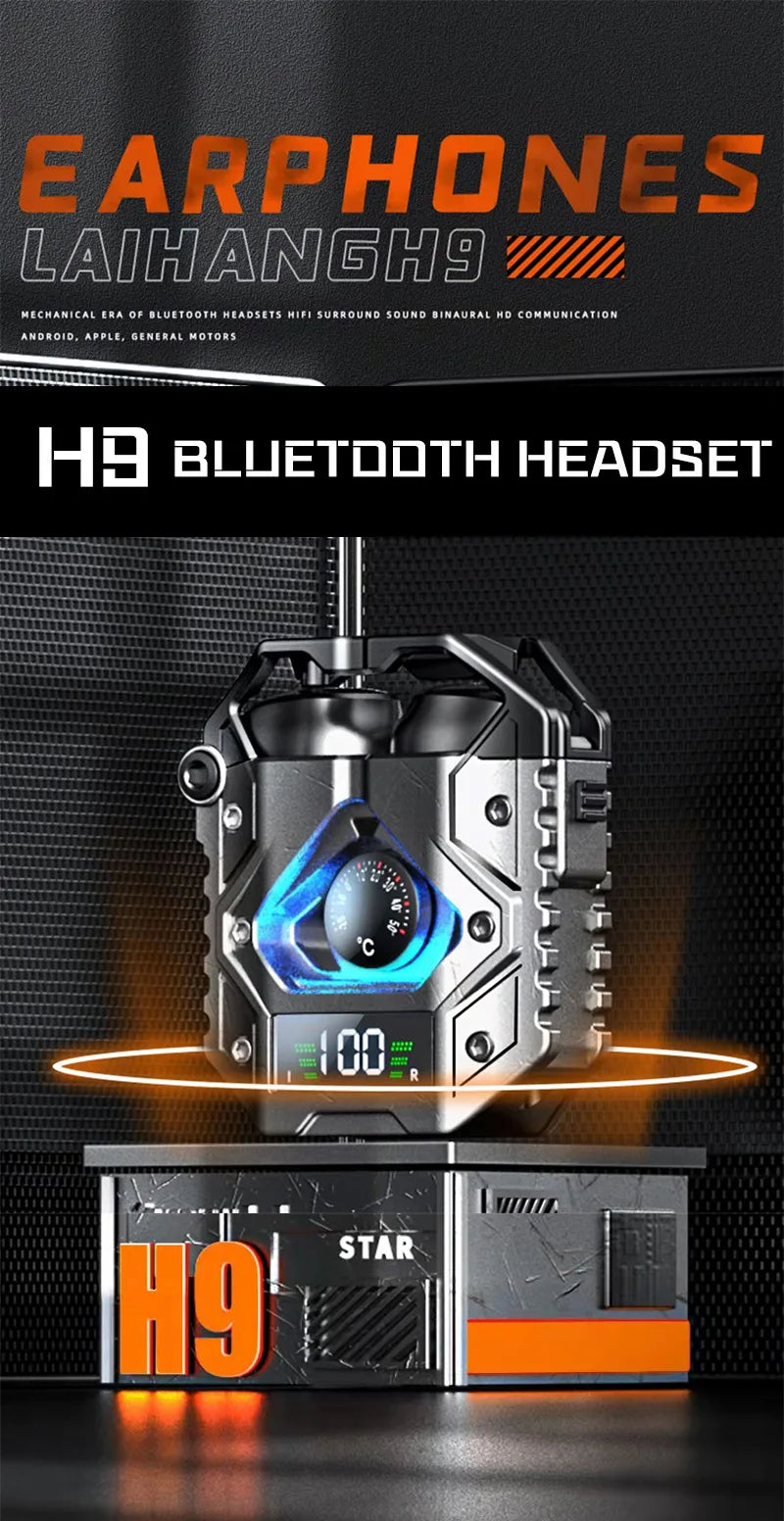 Creative Noise Reduction Electric Technology Mecha Wind Ultra-Long Standby Game Dual-Mode Headset H9 Bluetooth Wireless Headset