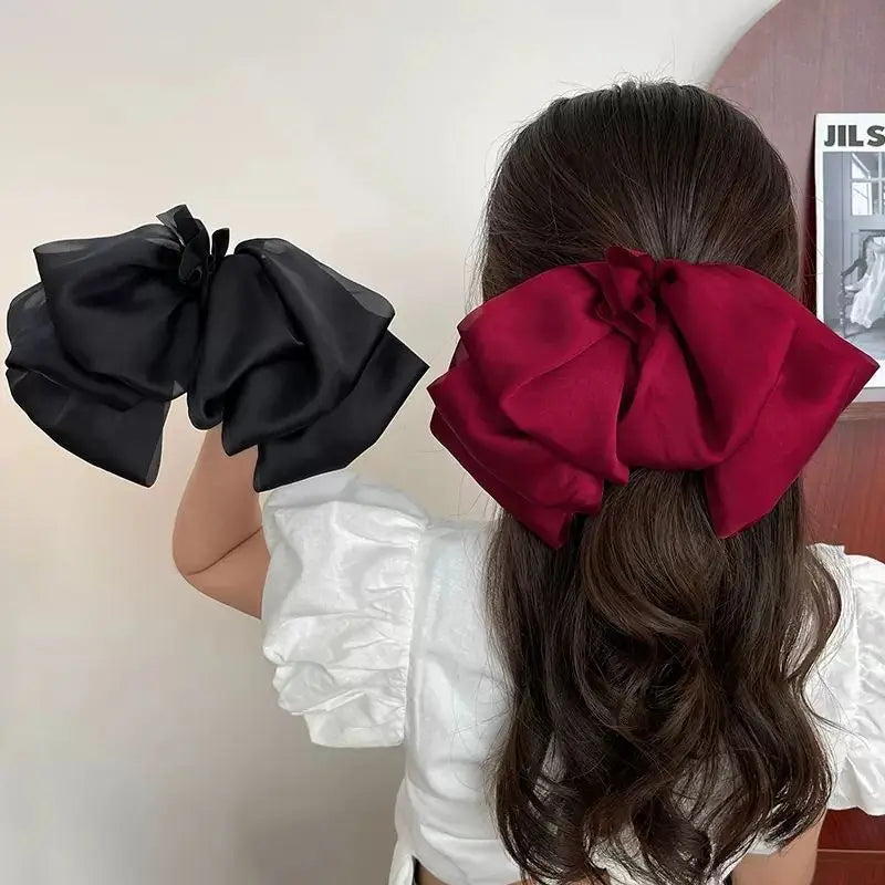 Women Big Size Bow Hair Clip Claw Clamp Women High Ponytail  Barrettes Headwear Girls  Hair Accessories
