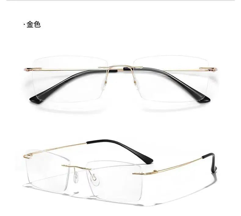 Fashion Business Anti-blue Light Frameless Reading Glasses Women Anti-fatigue Presbyopic Glasses Computer Grade Glasses