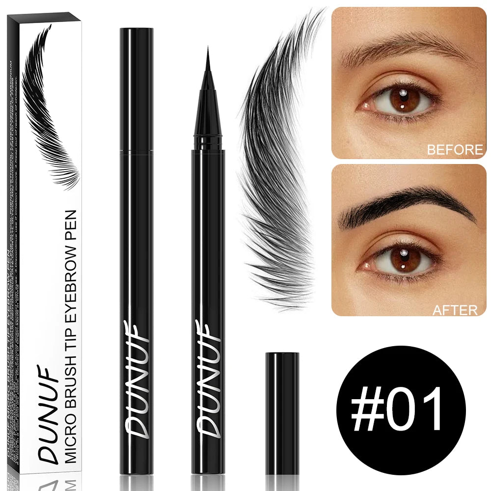 DUNUF 2 Colors Long-lasting liquid Eyebrow pencil Ultra-fine anti-stain, waterproof and perspiration-proof quick drying Eyeliner