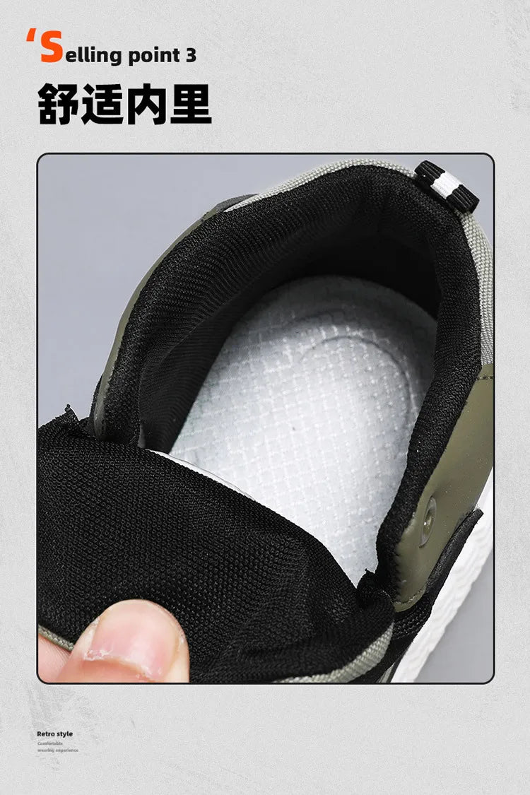 Men's Shoes 2025 New Outdoor Leisure Sports Mesh Shoes Driving To Work Thick Soled Wear-resistant Black Mid Top Trendy Sneakers