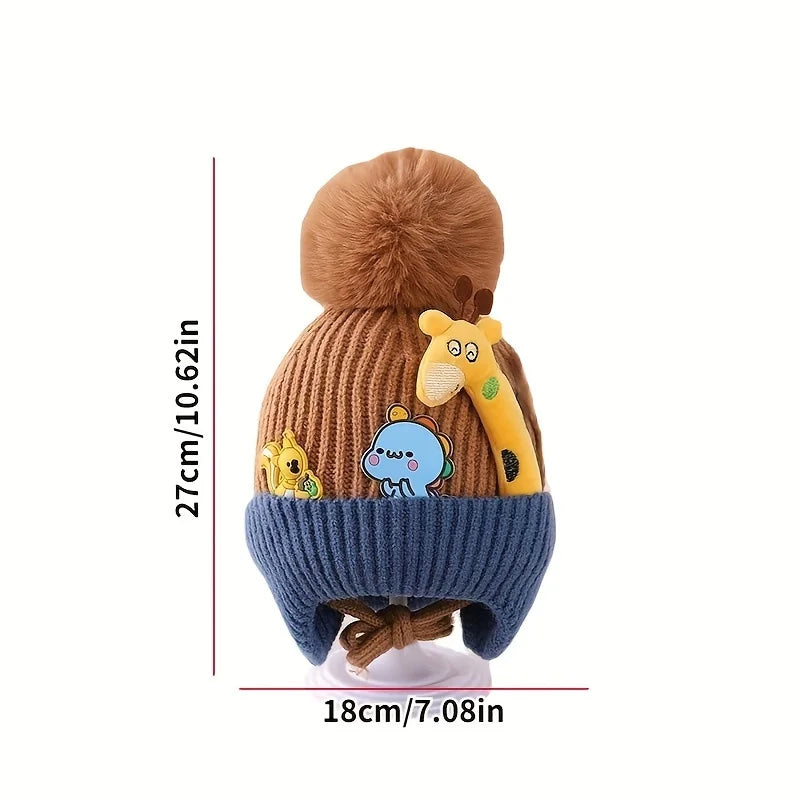 Winter Hats - Soft Stretchy Knit Ear Flap Beanies with Cute Cartoon Animals, Lightweight Warm Unisex Hats for &Christmas Gift