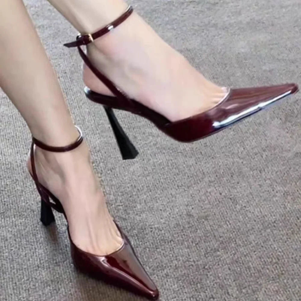 Shoes for Women 2025 Fashion Summer Pointed Toe High Heels Sexy Ankle Strap Evening Party Sandal Sweet with Ankle Buckle Strap