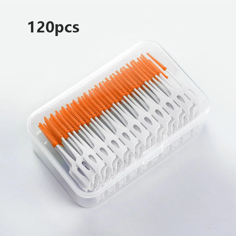 Interdental Silicone Brushes 200 Units Dental Toothpicks Brush Between Teeth   With Thread Oral Cleaning Tools