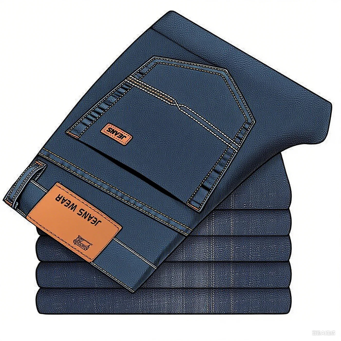 2025 men's fashion business jeans classic style casual elastic slim fit jeans men's denim pants black blue